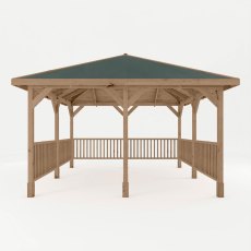 4m x 4m Mercia Pressure Treated Gazebo With Framed Rails - Front View