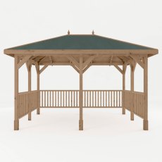 3m x 4m Mercia Pressure Treated Gazebo With Framed Rails - Front View