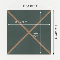 3m x 3m Mercia Pressure Treated Gazebo With Vertical Rails - Footprint