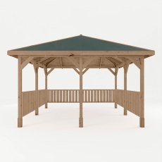 4m x 4m Mercia Pressure Treated Gazebo With Vertical Rails - Front View