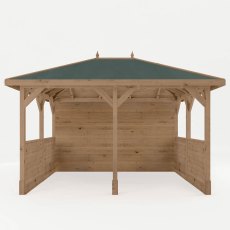 3m x 4m Mercia Pressure Treated Gazebo With Panels - Front View