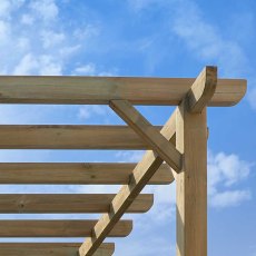12x12 Forest Premium Ultima Wooden Garden Pergola - close up of robust posts and roof