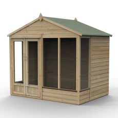 8x6 Forest Beckwood Apex Summerhouse with Double Doors - 25yr Guarantee - isolated angle view, doors closed