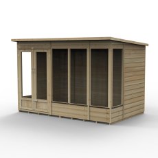 10x6 Forest Beckwood Pent Summerhouse with Double Doors - 25yr Guarantee - isolated angle view,