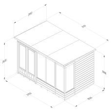 10x6 Forest Beckwood Pent Summerhouse with Double Doors - 25yr Guarantee - dimensions