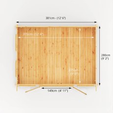 4m x 3m Mercia Studio Pent Log Cabin - 28mm Logs - Footprint