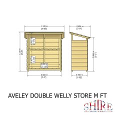 3x2 Shire Aveley Pent Double Welly Store - Pressure Treated - dimensions