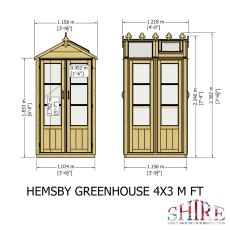 4x4 Shire Hemsby Traditional Wooden Greenhouse - dimensions