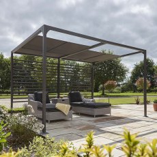 Rowlinson Florence Canopy 4m x 3m - distance image of roof blinds open at the front
