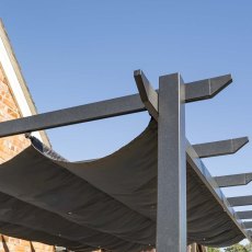 Rowlinson Venetian Metal Pergola in Grey 4mx3m - close up of roof canopy
