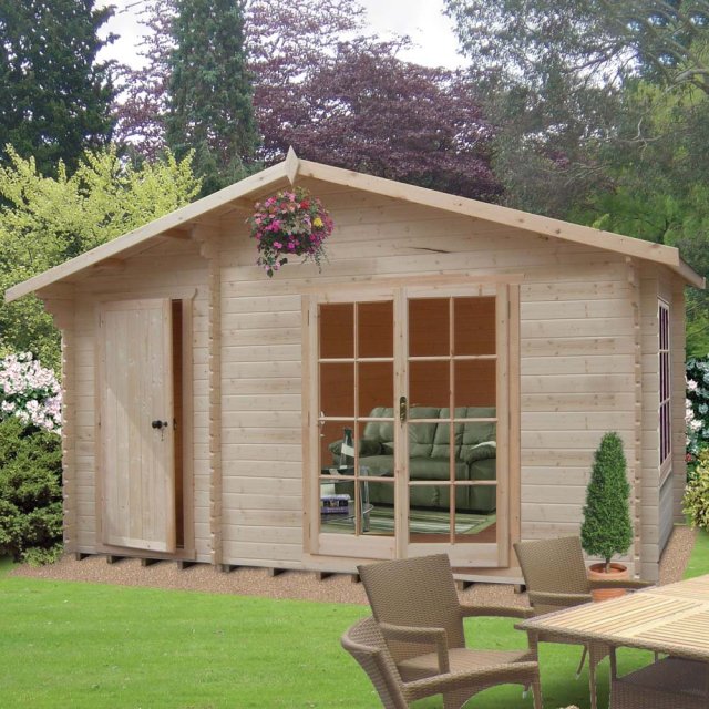 14 x 12 Shire Bourne Log Cabin with Side Storage
