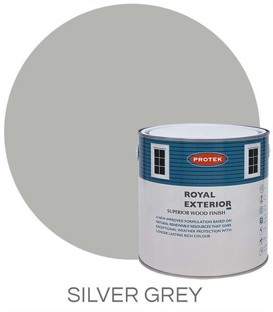 Protek Royal Exterior Paint 5 Litres - Silver Grey Colour Swatch with Pot