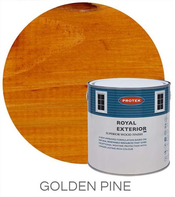Protek Royal Exterior Paint 5 Litres - Golden Pine Colour Swatch with Pot