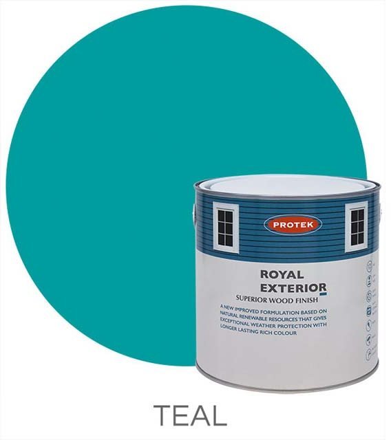 Protek Royal Exterior Paint 5 Litres - Teal Colour Swatch with Pot