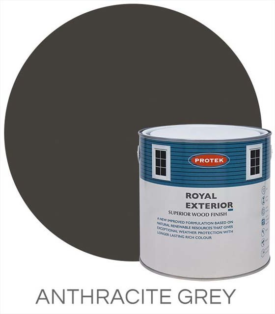 Protek Royal Exterior Paint 2.5 Litres - Anthracite Grey Swatch with Pot