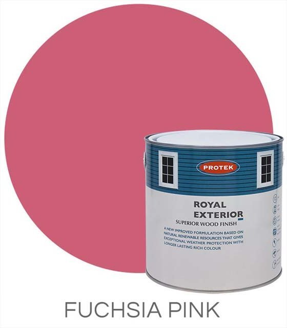 Protek Royal Exterior Paint 1 Litre - Fuchsia Pink Colour Swatch with Pot