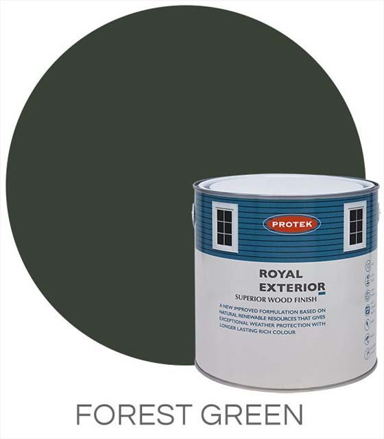 Protek Royal Exterior Paint 2.5 Litres - Forest Green Colour Swatch with Pot