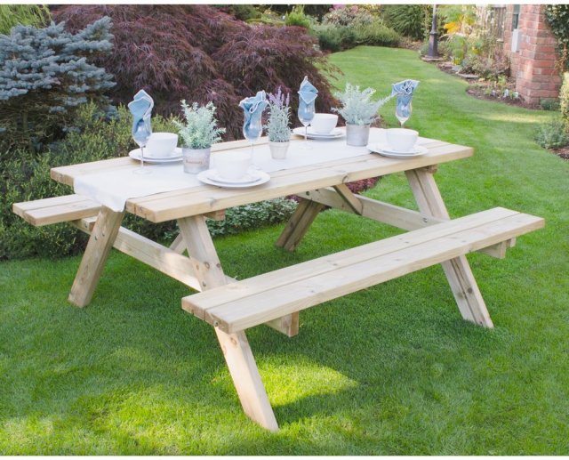 6ft Forest Rectangular Picnic Table - Pressure Treated - insitu