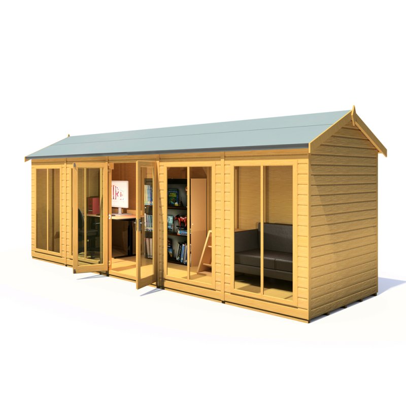 20x6 Shire Mayfield Summerhouse - Angle View - Doors open