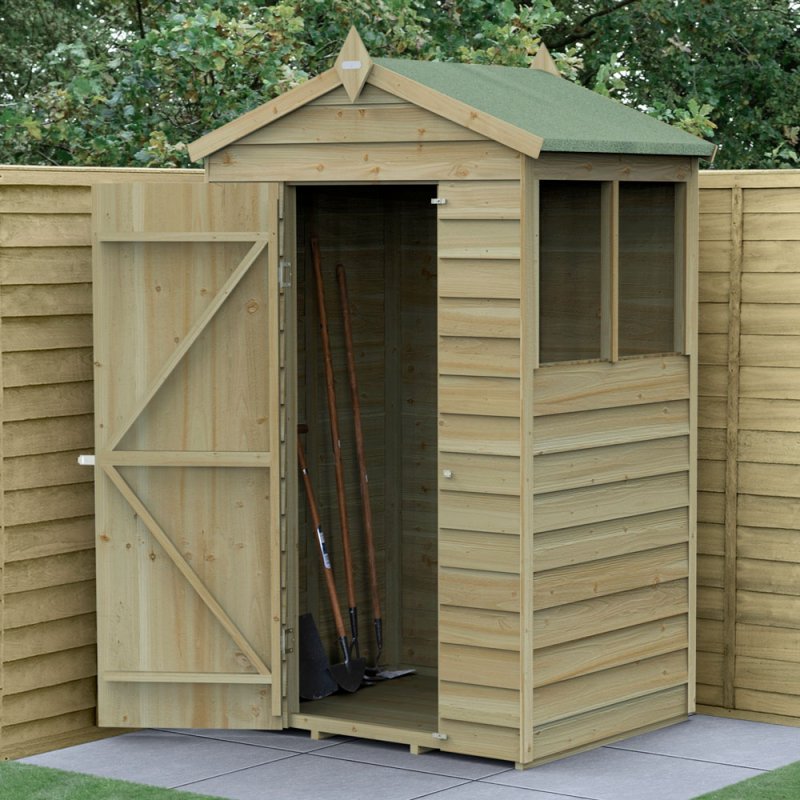 4x3 Forest 4Life Overlap Apex Shed - with door open