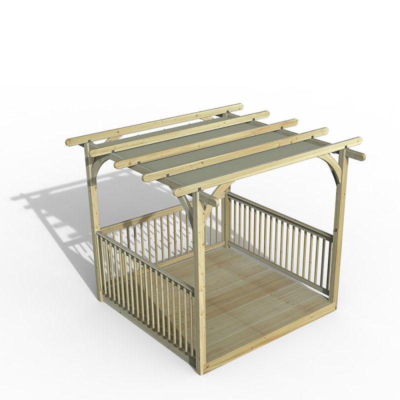 Forest Ultima Pergola and Decking Kit 3x Balustrade with Canopy - In Situ