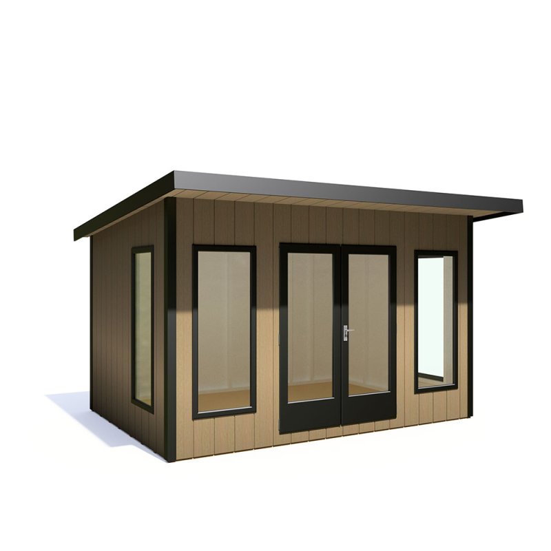 12 x 8 Shire Cali Insulated Garden Office - Isolated, Doors Closed