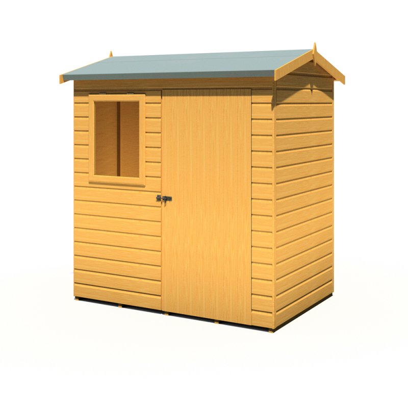 6x4 Shire Lewis Premium Reverse Apex Shed Door In Right Hand Side - isolated angle view, doors closed