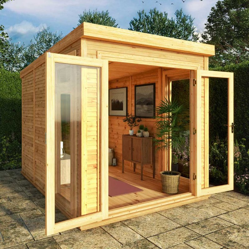 2.00mx3.00m Mercia Self Build Insulated Garden Room - insitu with doors open