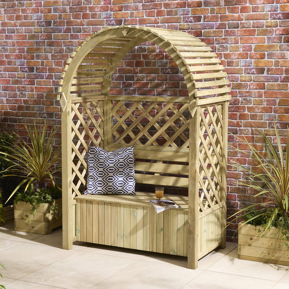 Rowlinson Chiltern Arbour with Storage Box - elbec - elbec garden buildings