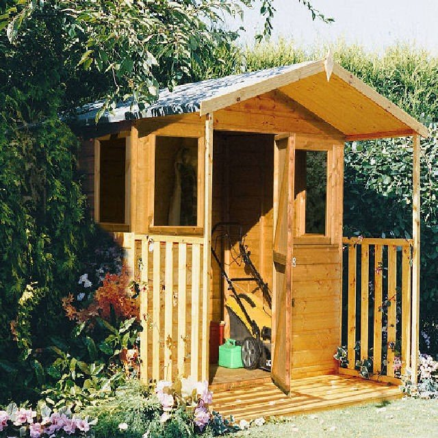 Shire Orkney Professional Apex Shed including Verandah 8 x 7 - elbec garden buildings