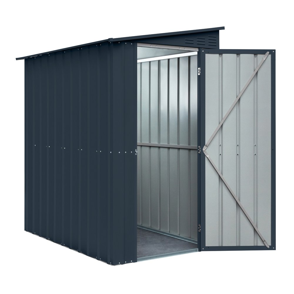 4 x 6 Globel Lean-To Metal Shed in Grey - elbec - elbec garden