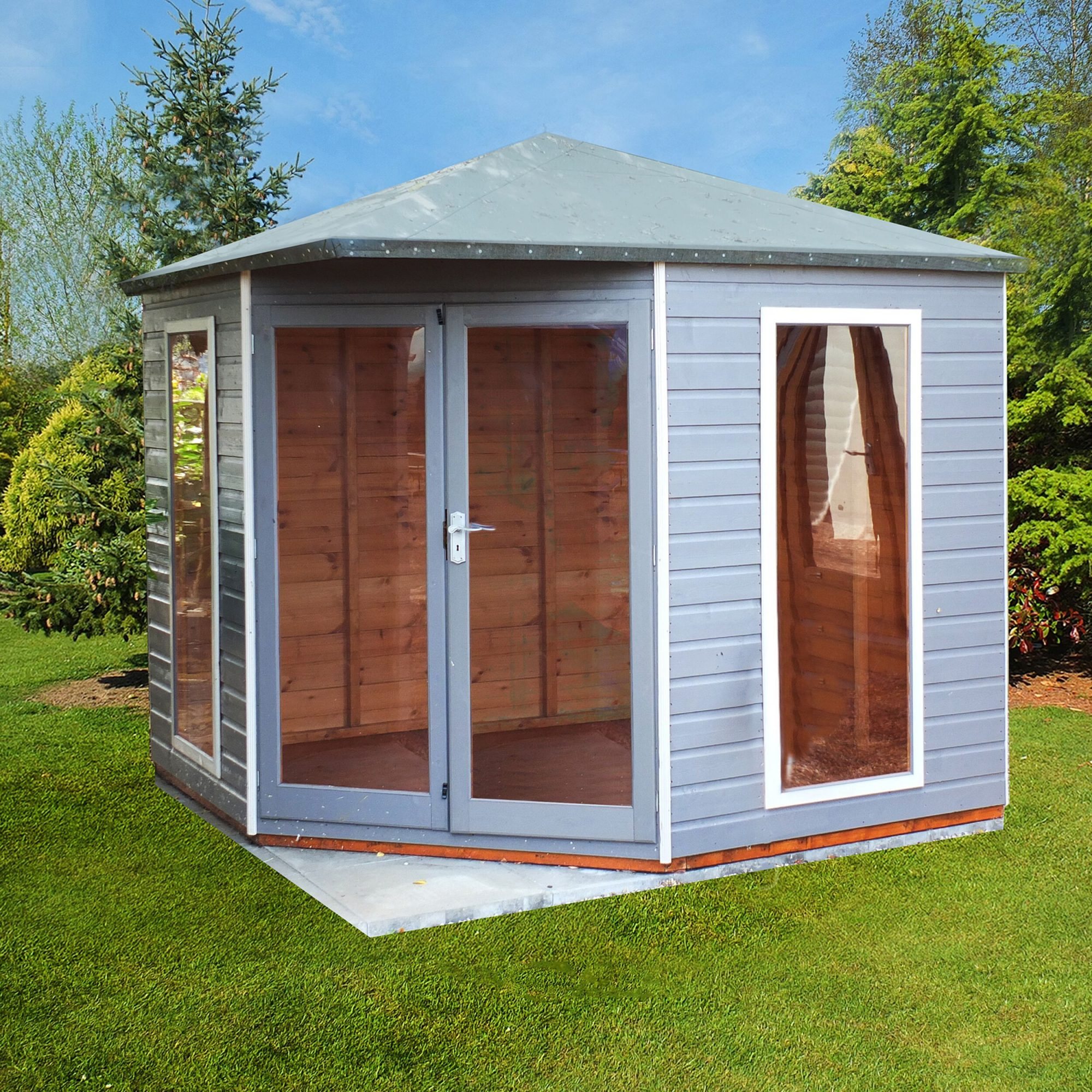 8 x 8 Shire Larkspur Corner Summerhouse - elbec garden buildings