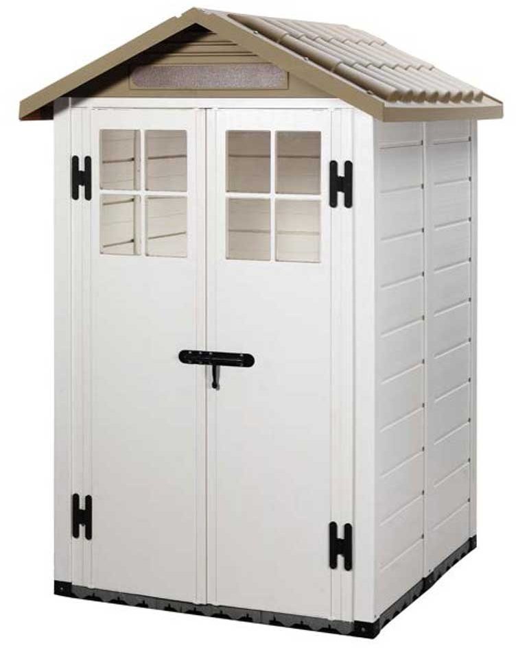 4 x 4 Shire Tuscany EVO 120 Plastic Shed – Double Doors - elbec