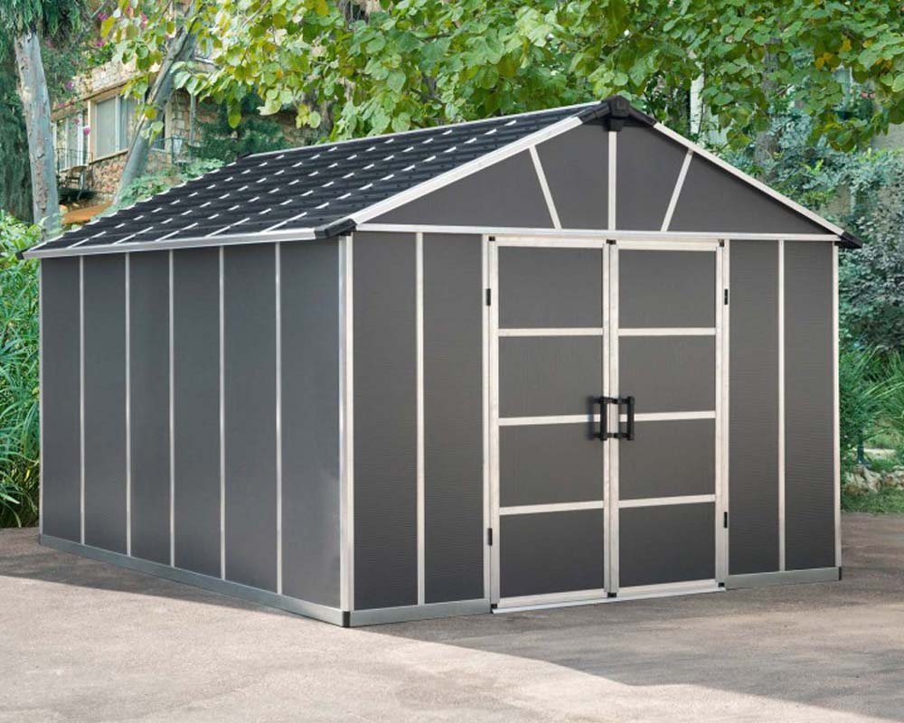 11 x 13 (3.32m x 3.93m) Palram Yukon Plastic Apex Shed - Dark Grey