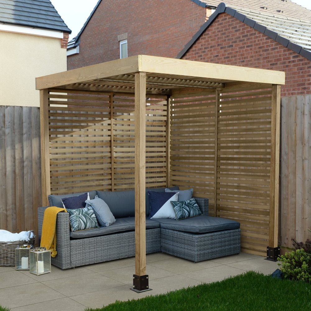 Forest Modular Pergola with 2 Side Panels Pressure Treated elbec