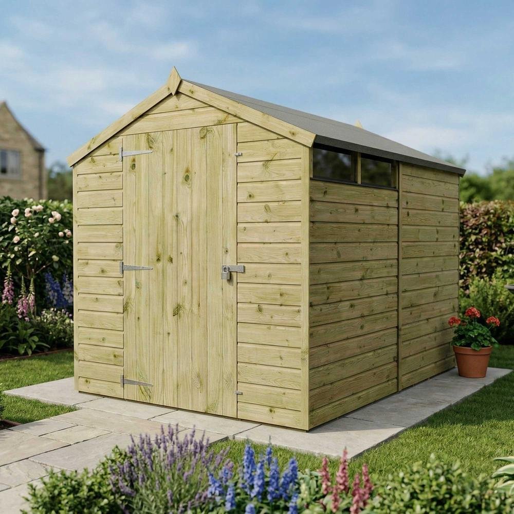 tataty Mercia 6 x 3ft Double Door Overlap Pent Tool Storage Shed | Homebase