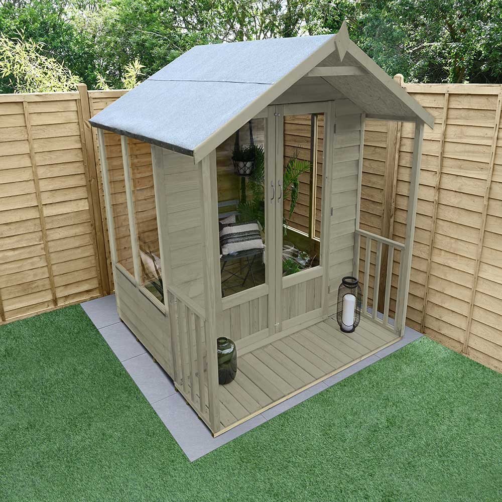 6x6 Oakley Summerhouse with Verandah Pressure Treated elbec garden