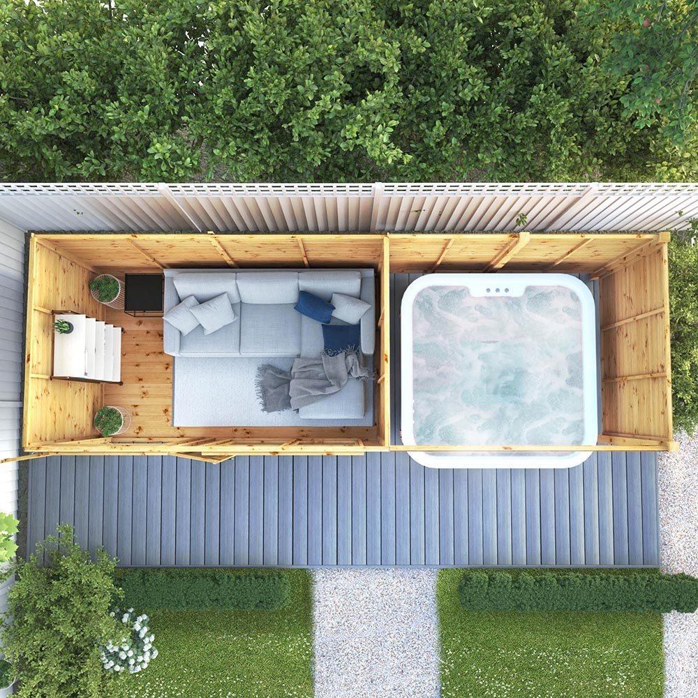 18 x 6 Maine Summerhouse with Patio Area elbec garden buildings