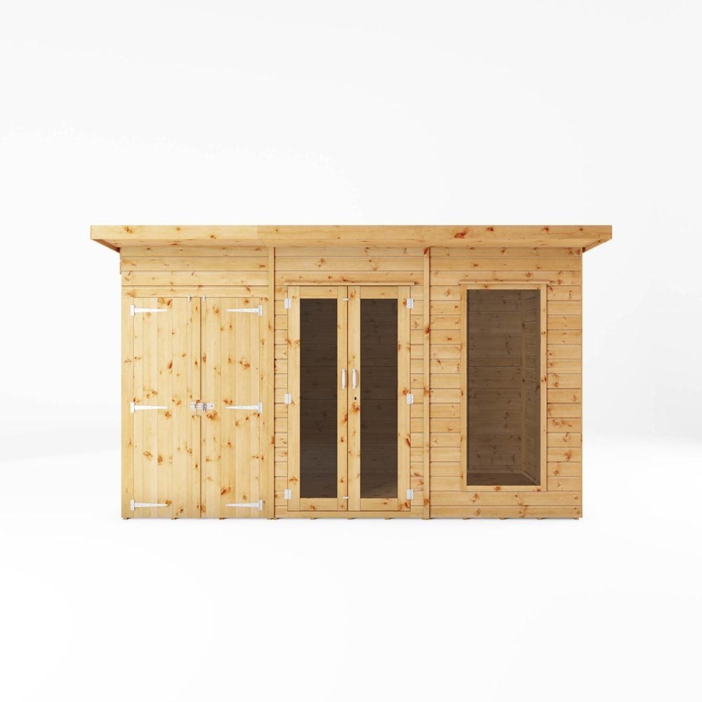 12 x 6 Maine Summerhouse with Side Shed elbec garden buildings