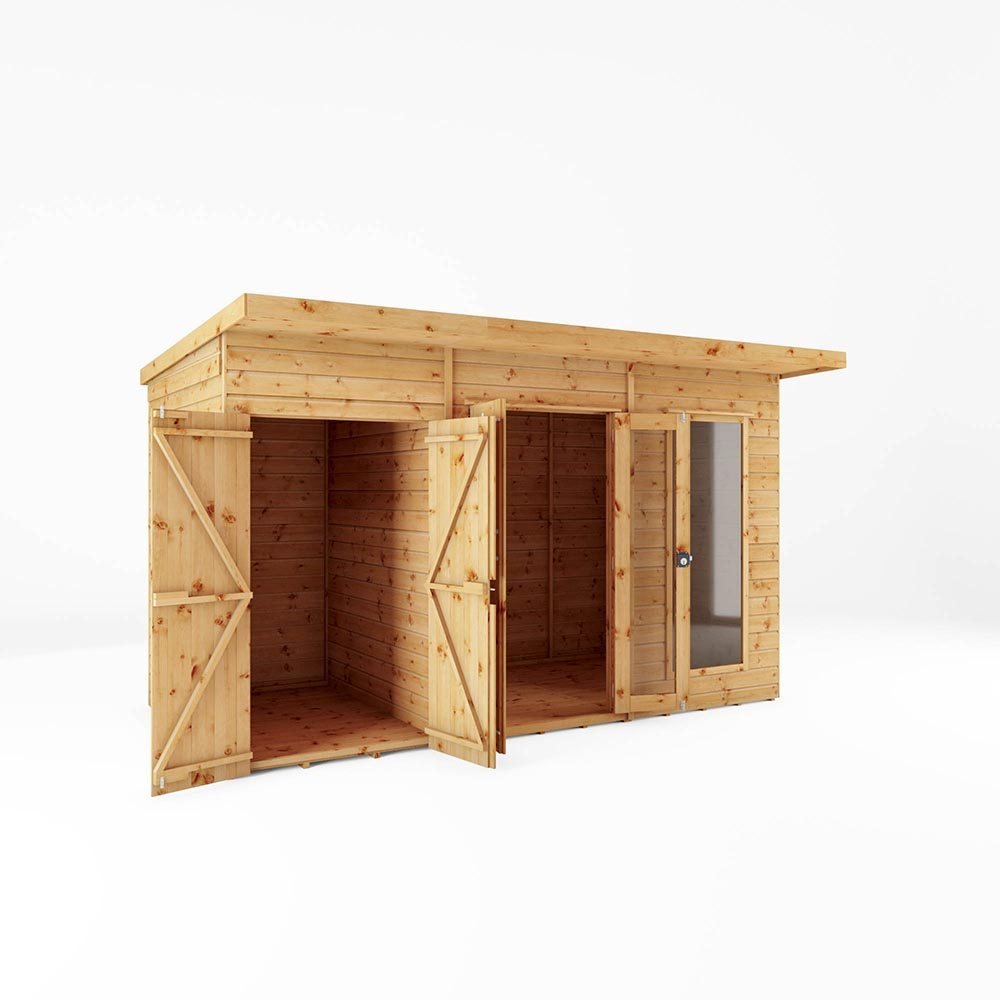 12 x 6 Maine Summerhouse with Side Shed elbec garden buildings