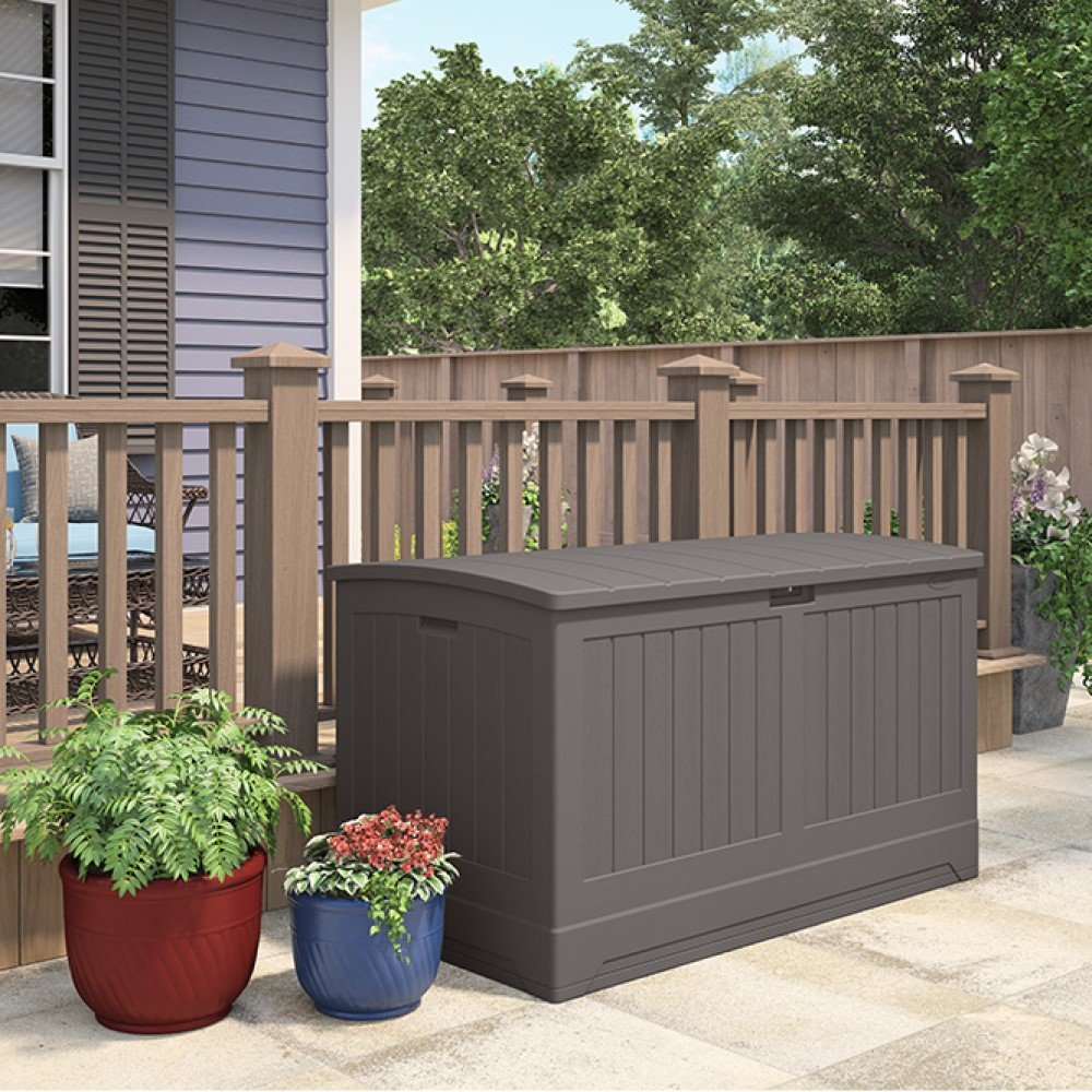 Suncast Plastic Deck Box 800 Litre elbec garden buildings