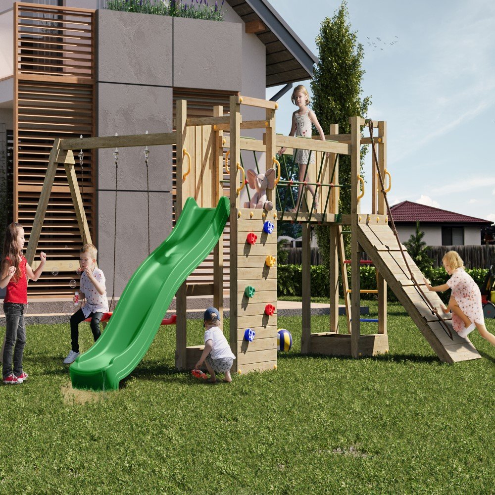 Shire Maxi Fun with Double Tower, Double Swing & Slide - elbec garden ...