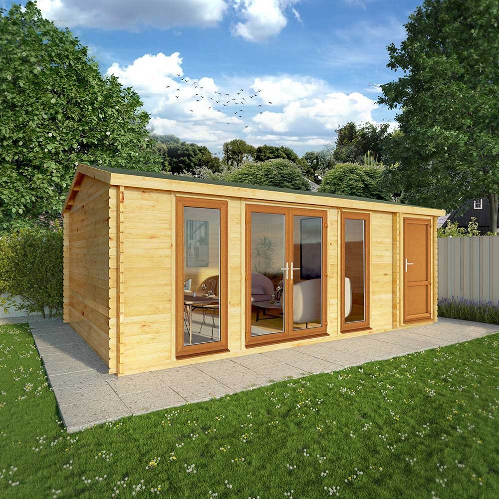 6.1m x 4m Home Office Studio With Side Shed - elbec garden buildings