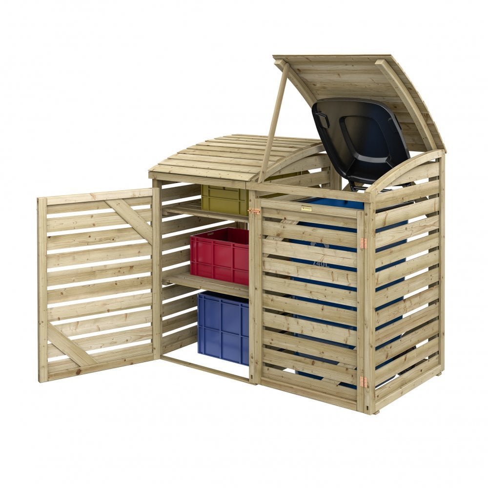 Single Wheelie Bin Store with Recycling Box Store - elbec garden ...