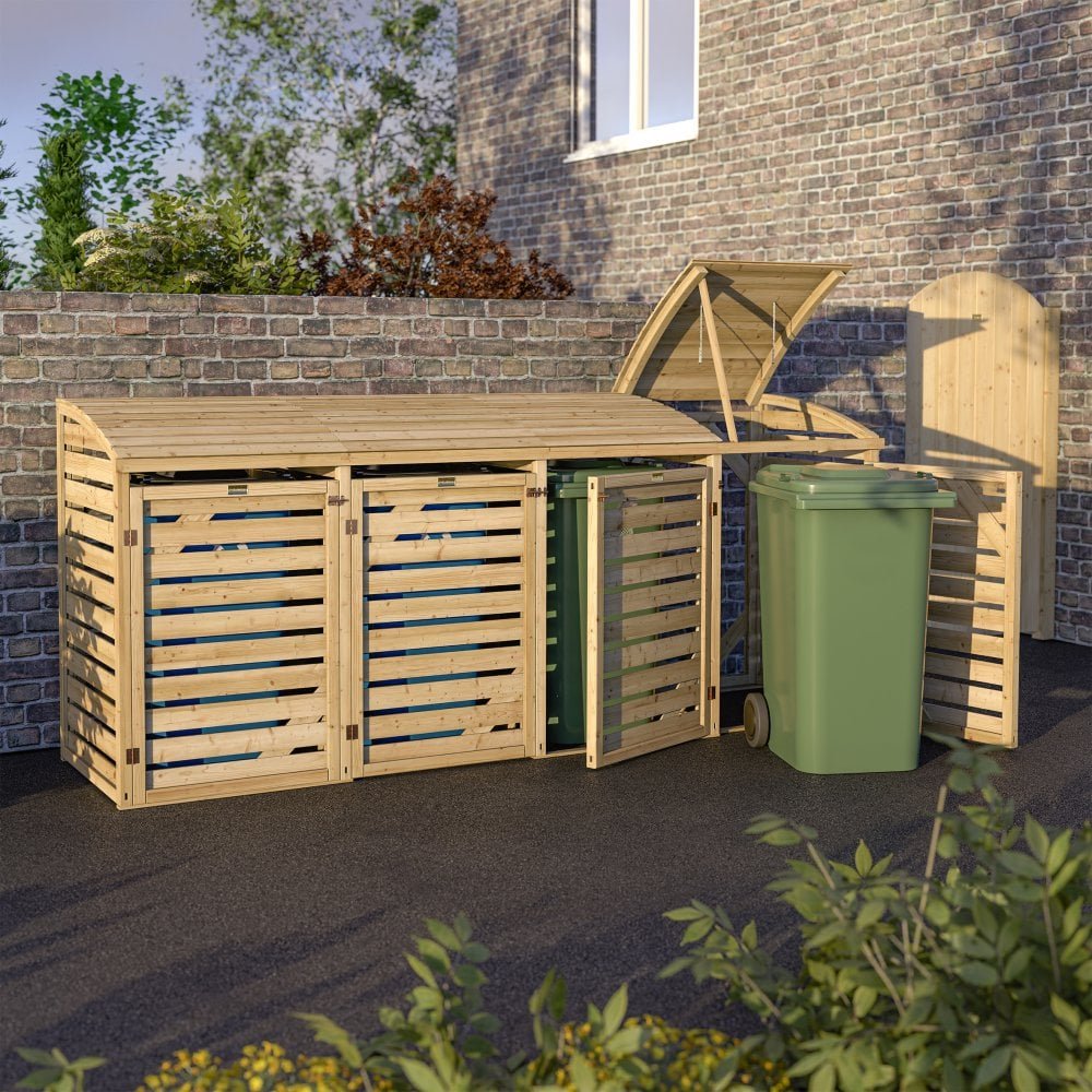 Rowlinson Quadruple Bin Store - elbec garden buildings