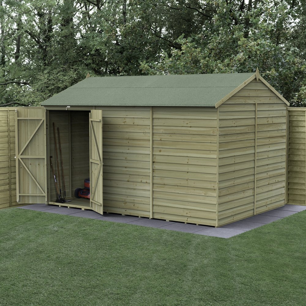12 x 8 Forest 4Life Reverse Apex Windowless Shed with Double Doors 25yr Guarantee