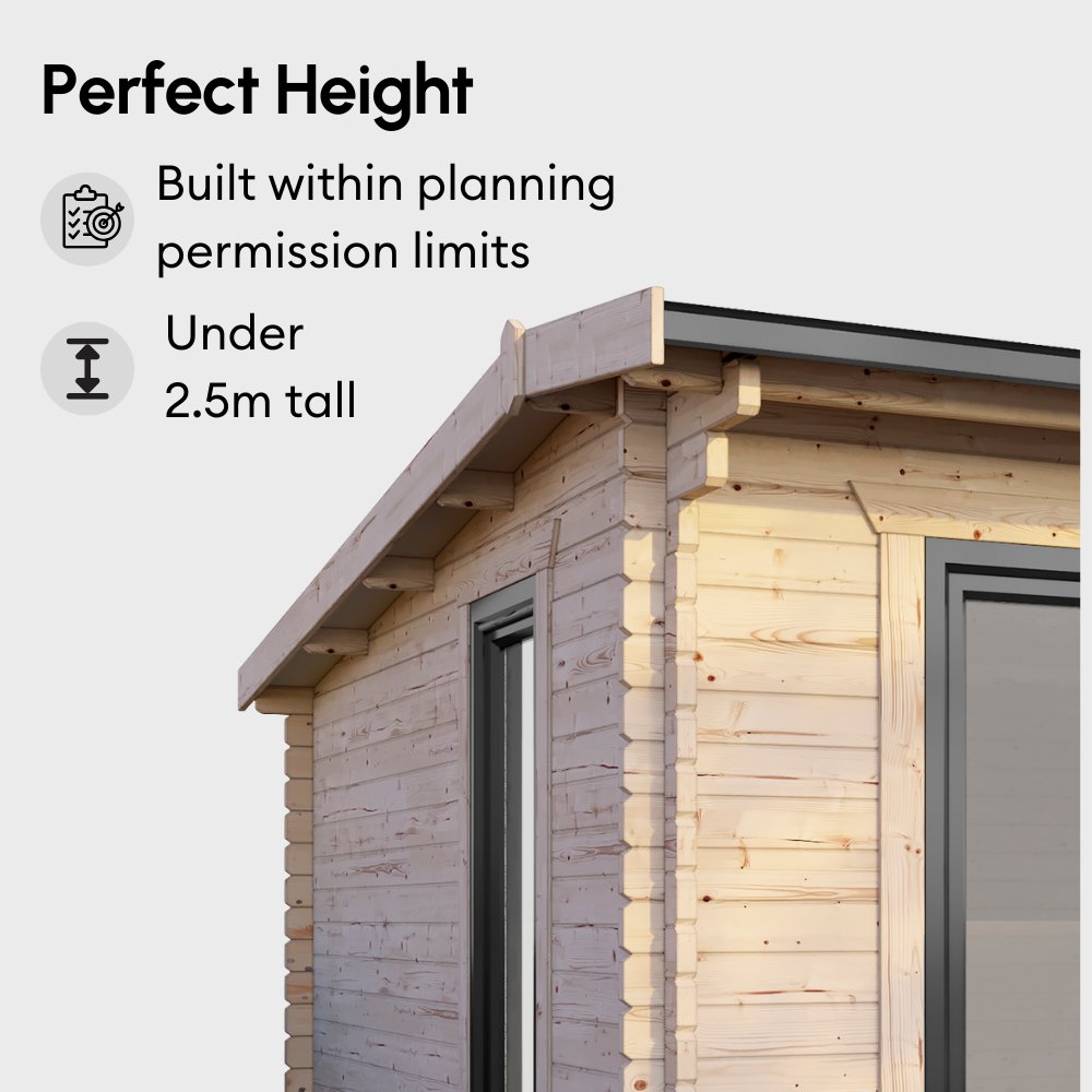 12 x 10 Powersheds Pent Log Cabin 44mm logs with uPVC - elbec garden ...