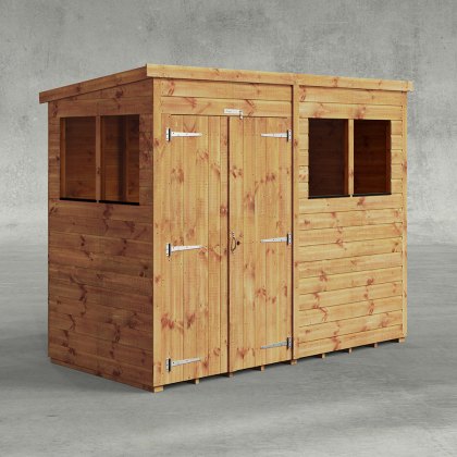 8 x 4 Powersheds Tongue & Groove Pent Wooden Shed With Double Doors
