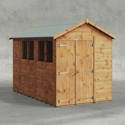 10 x 6 Powersheds Tongue & Groove Apex Wooden Shed With Double Doors