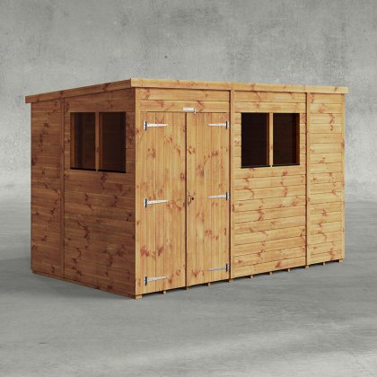 10 x 6 Powersheds Tongue & Groove Pent Wooden Shed With Double Doors